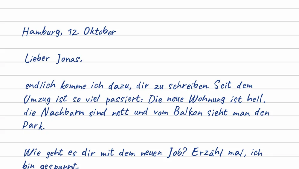 Persönlicher Brief in Handschrift, mit GPTGenie erstellt